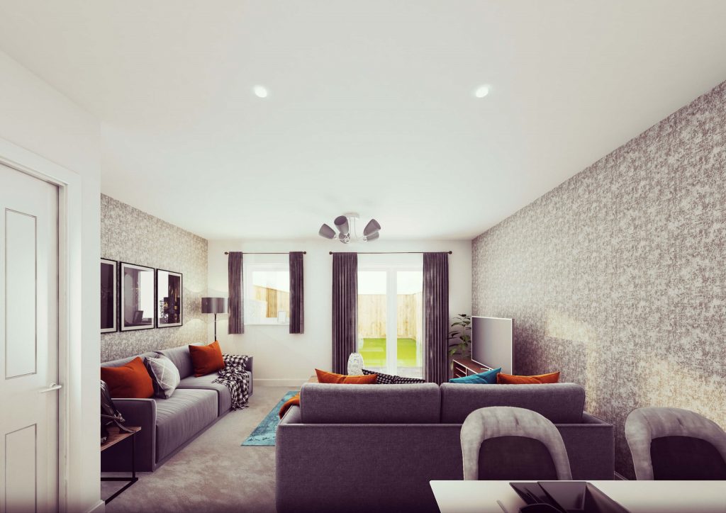 Living room in the Wilde 3-bedroom shared ownership home at Turnstone Grange