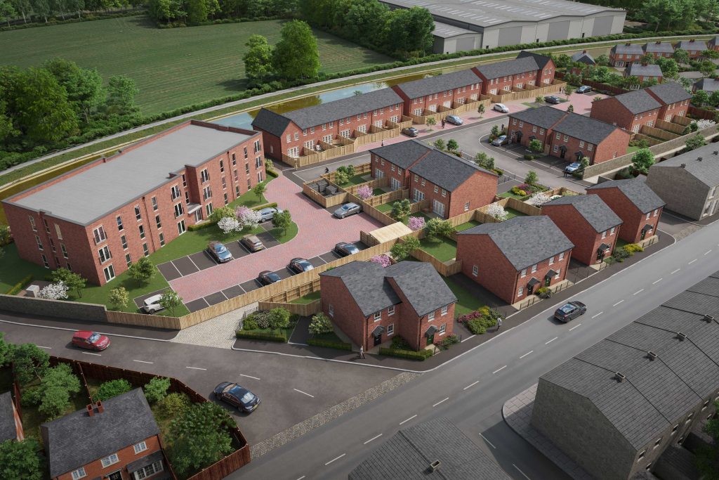 Aerial shot of the new homes for sale at Spring Gardens, Rishton