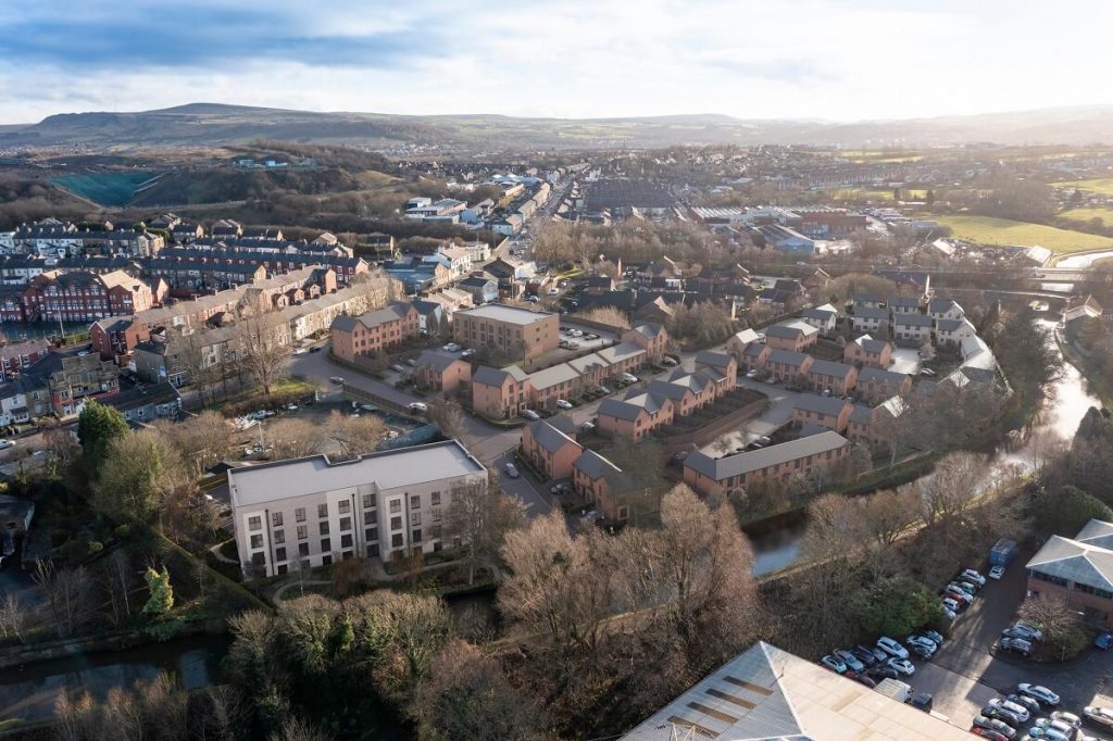 Aerial view of Lockside Walk in Clayton-le-Moors