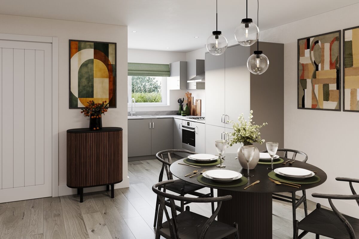 Kitchen in the 3-bedroom Hexham house type at Signaller's Croft in Crewe