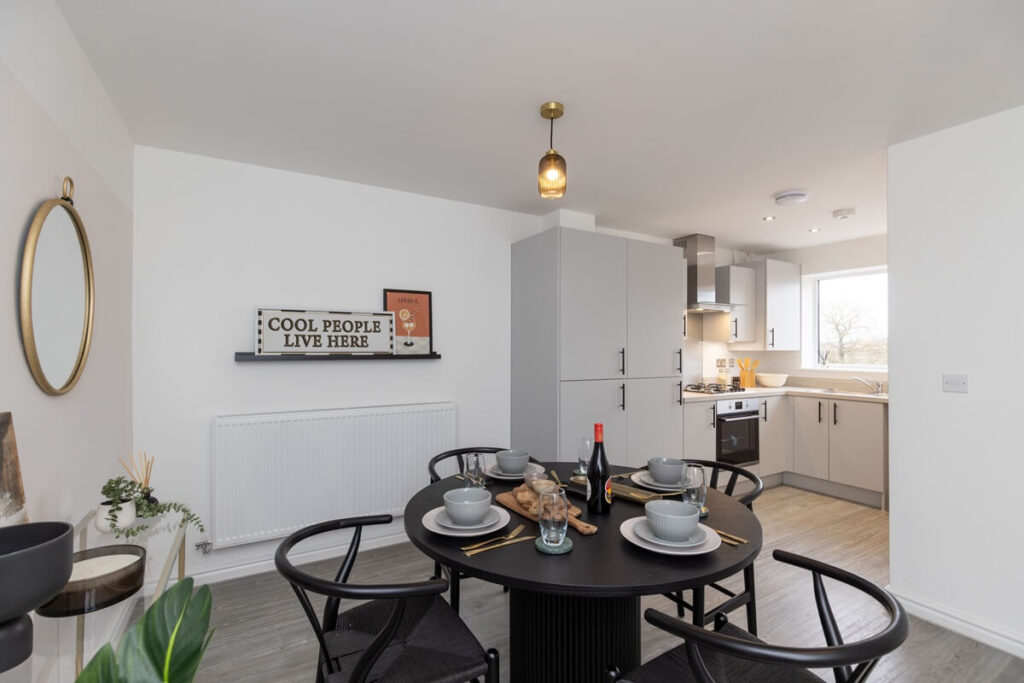 Kitchen diner in the 3-bedroom Hexham home at Signaller's Croft, Crewe